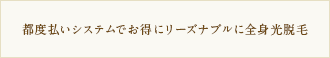 都度払いシステムでお得にリーズナブルに全身光脱毛