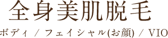 全身美肌脱毛 ボディ / フェイシャル(お顔) / VIO